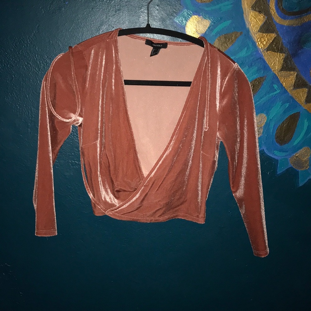 Velvet wrap blouse